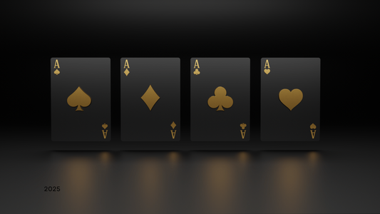 Elegant black and gold playing cards featuring the four aces, symbolizing premium quality and precision in botanical formulation - itsumi botanicals 2025